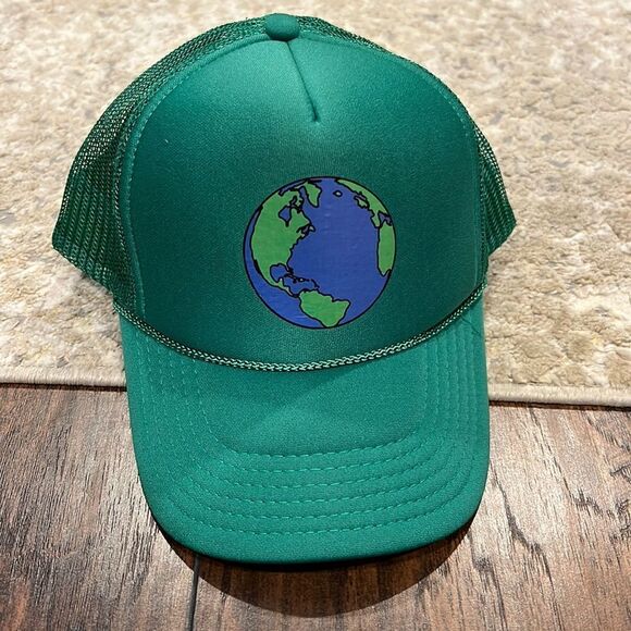 VTG OTTO Snapback Mesh Trucker Hat globe VTG Green NOS NWOT - Picture 1 of 7